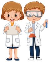 Boy and girl in science gown vector