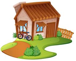 Wooden house on the hill vector