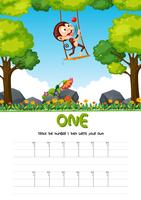 Number one tracing alphabet worksheets vector