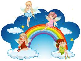Fairies flying over the rainbow  vector
