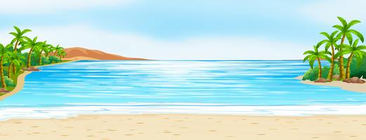 Scene with blue ocean and white sand vector