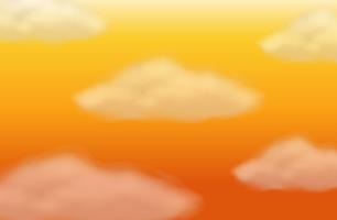Fluffy clouds on yellow sky vector
