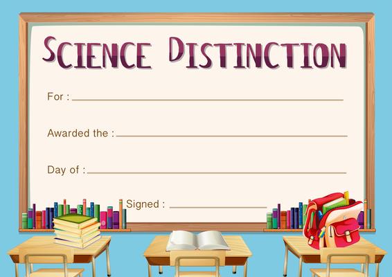 Certificate template for science distinction