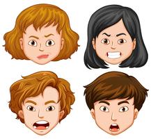 Personas con diferentes emociones faciales. vector
