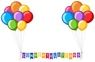 Background design with balloons and word congratulations vector