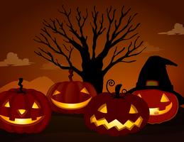 Spooky Pumpkin on Halloween Night vector