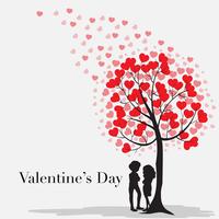 Velentine card template with hearts on the tree vector