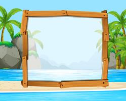 Wooden frame with ocean in background vector