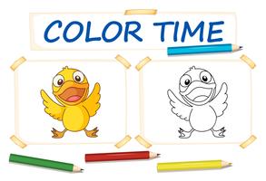 Coloring template with little duck vector