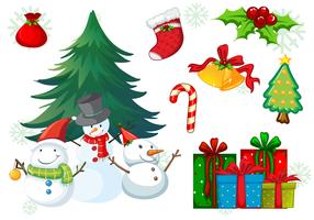 Christmas theme with snowman and presents vector