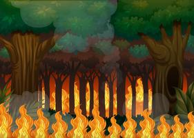 A wildfire in forest vector