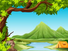 Camping in nature landscape vector
