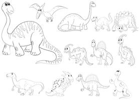 Animal outline for different types of dinosaurs vector