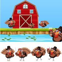 Thanksgiving turkey at farmland vector