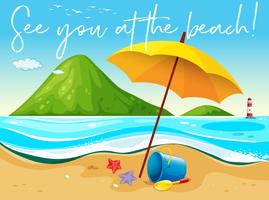 Beach scene with word see you at the beach vector