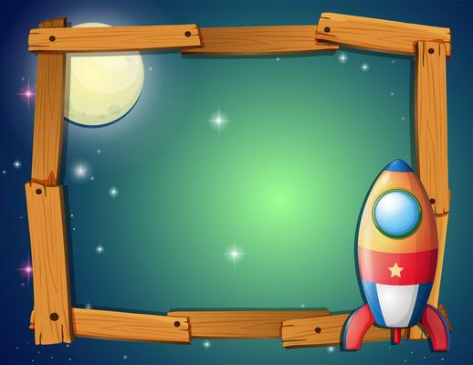 Frame template with rocket and fullmoon background