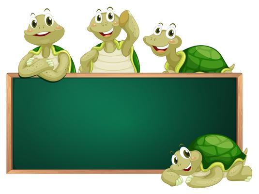 Blackboard with turtles on the frame