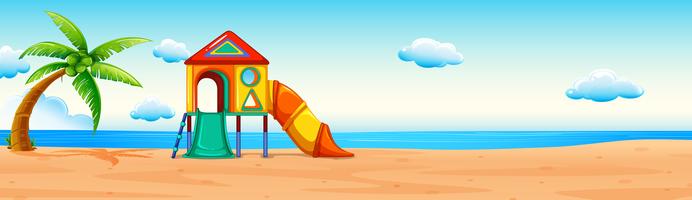 Scene with slide on the beach vector