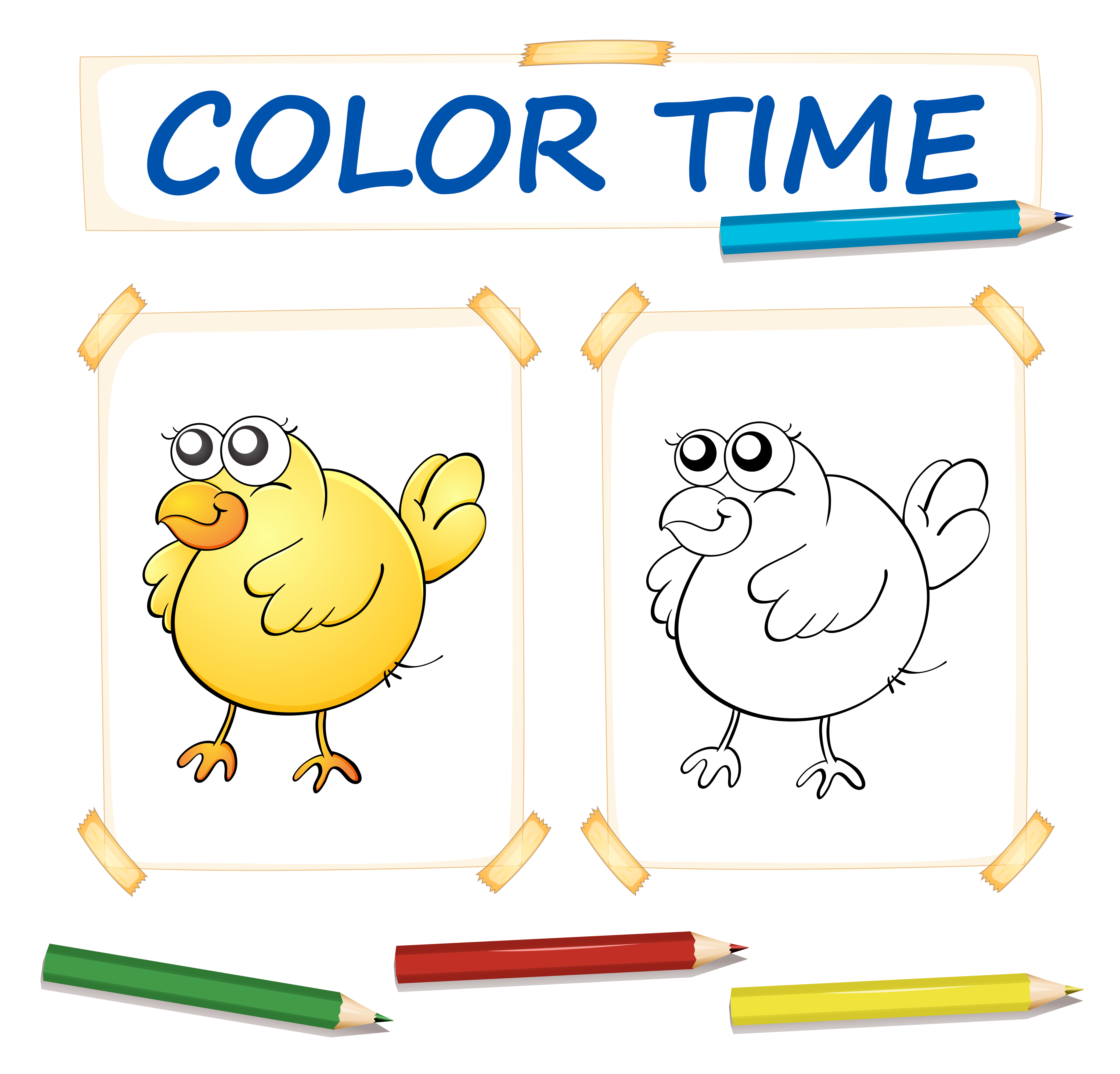 Plantilla De Papel Para Colorear Con Pollito Amarillo Descargar