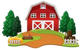 Red barn in the farm vector