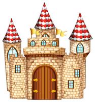 Torre del castillo con puerta de madera. vector