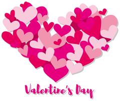 Valentine card template with pink hearts vector