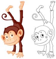 Animal doodle outline for cute monkey vector