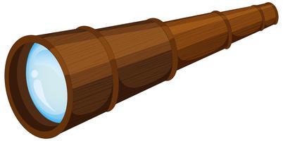 Wooden telescope on white background vector