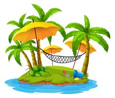 Coconut trees and hammock on island vector