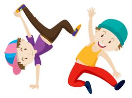 Two boys doing breakdance vector