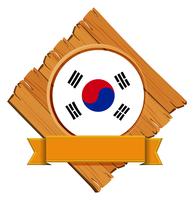 Bandera de corea del sur sobre tabla de madera. vector