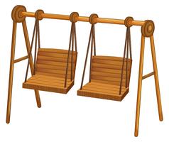Two wooden swings on white vector