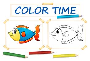 Plantilla para colorear con peces vector