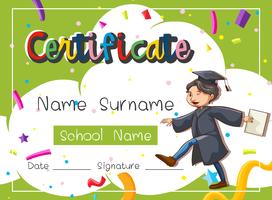 Certificate template with man in graduation gown vector