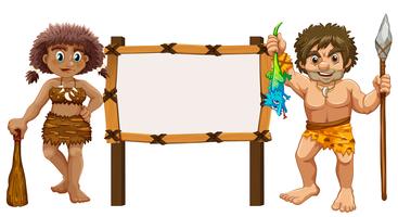 Border template with two cavemen vector