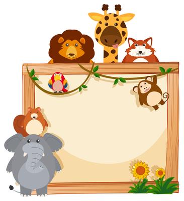 Border template with cute animals