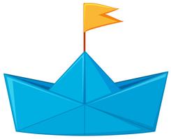 Barco de papel azul con bandera amarilla vector