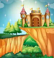 Scene with castle on the cliff vector