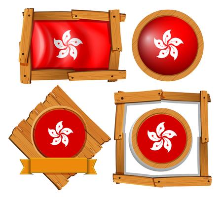 Hong Kong flag on round and square frames