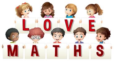 Children holding love maths sign vector