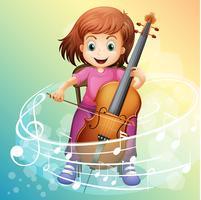 Girl playing cello on the chair vector