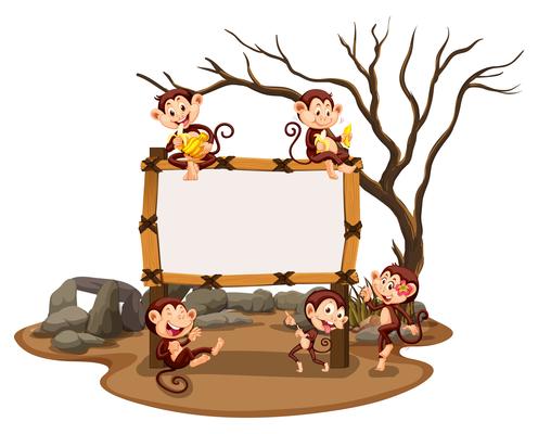 Frame template with monkeys in the field