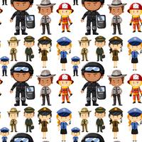 Seamless background with different kinds of jobs vector