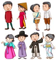 People showing the Asian culture vector