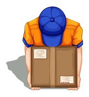 A topview of a delivery man vector