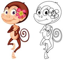 Animal outline for cute monkey vector