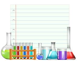 Paper design with beakers and testtubes vector