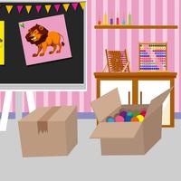 Two cardboard boxes in classroom vector