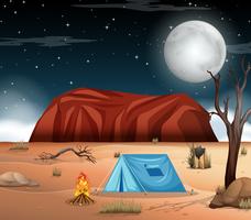 Camping at desert scene vector