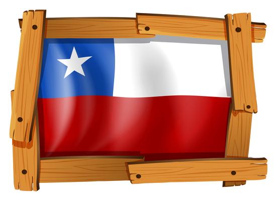 Flag of Chile in wooden frame
